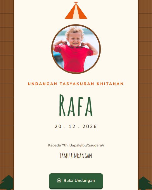Pratinjau Tema Undangan Khitanan Barnwood Tale