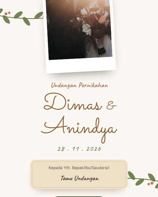 Pratinjau Tema Undangan Pernikahan Bohemian Rustic