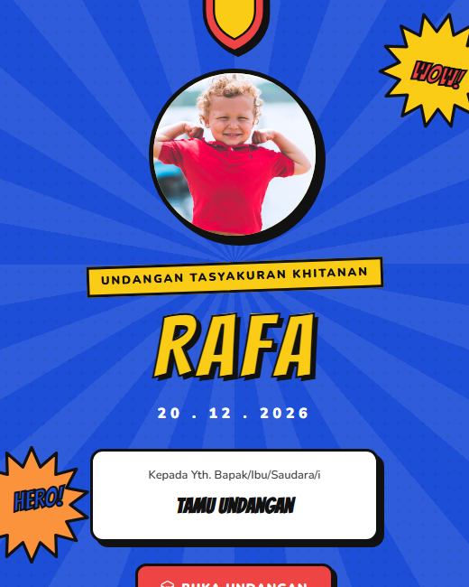 Pratinjau Tema Undangan Khitanan Little Hero