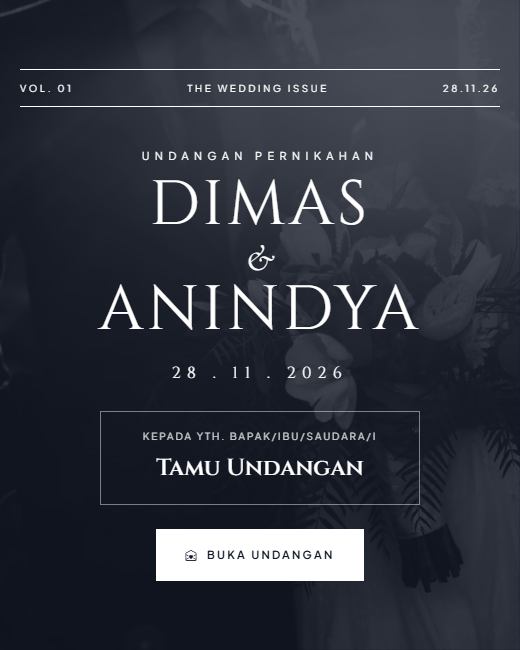 Pratinjau Tema Undangan Pernikahan Modern Monochrome