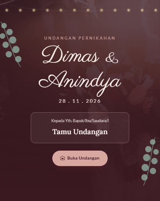 Pratinjau Tema Undangan Pernikahan Rustic Romance