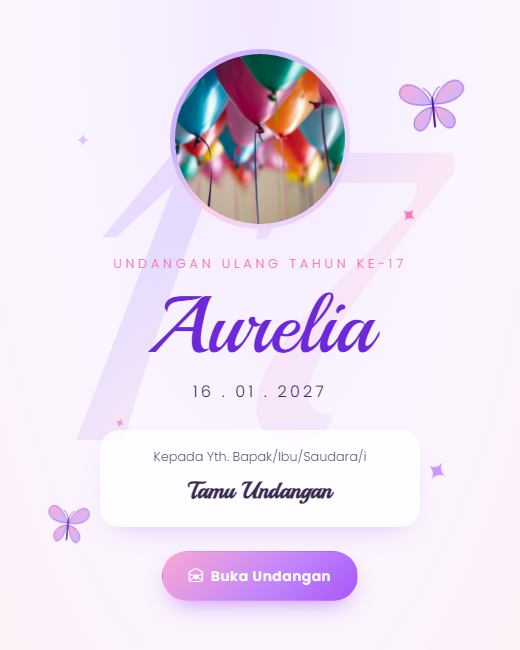Pratinjau Tema Undangan Ulang Tahun Sweet Seventeen